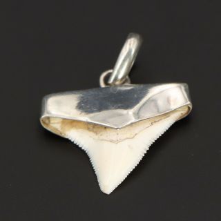 Vtg Sterling Silver - Solid Bezel Pointed Ridged Shark 