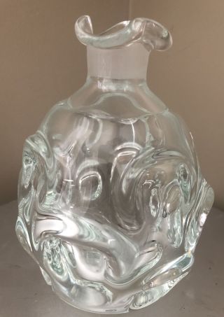 Aseda Glasbruk Thumbprint Crystal Art Glass Decanter/vase Mcm Borne Augustsson