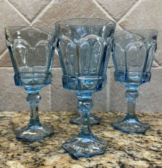 Vintage Fostoria Virginia Light Blue Water Glasses 7 1/4 " Tall