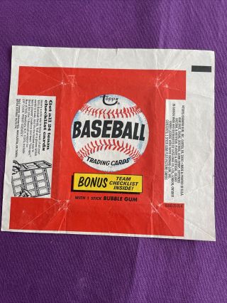 1974 Topps Baseball Card Wax Wrapper.  Vintage Team Checklist Cards Offer