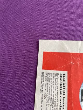 1974 Topps Baseball Card Wax Wrapper.  Vintage Team Checklist Cards Offer 3
