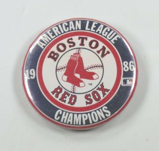 1986 Boston Red Sox American League Champions Button Vintage 3 " Pinback Pin