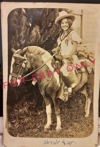 Vintage Old Photo Pretty Girl Cowboy Hat Riding Pony Horse Bellingham Washington