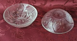 Pair Jeanette Glass Iris And Herringbone 4 1/2 " Berry,  W/ Beaded Rim Bowl Exc