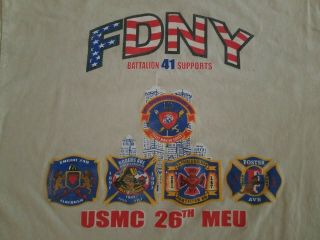 Vtg Usmc Marines Fdny Battalion 41 9/11 Never Forget Xl T Shirt York Fire