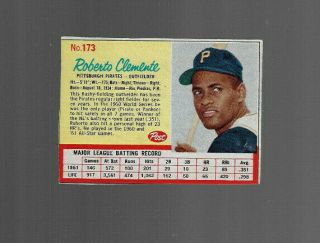 Vintage Post Cereal Baseball Card Roberto Clemente 1962 Pittsburgh Pirates