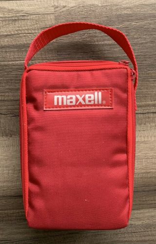 Vintage Red Maxell Cassette Tape Carrying Storage Case With Belt Loops Euc