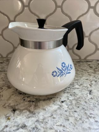 Limited Corning Ware 6 Cup Blue Cornflower P - 104 Spice Of Life Tea Pot/lid