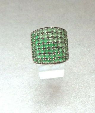 Big Vintage Shades of Emerald Green Sterling Silver 925 Ring sz 6 2