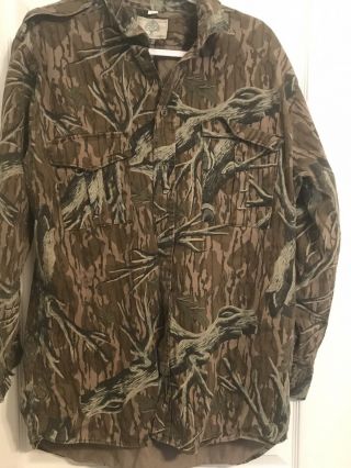 Mossy Oak Long Sleeve Cotton Fleece Large L Shirt Vintage Camouflage