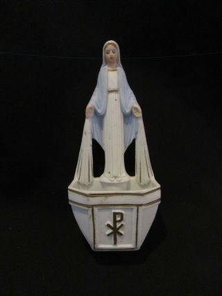 Vintage Holy Water Font Bisque Porcelain Virgin Mary Japan 6 Inches Dated 1961