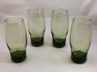 Vintage Cooler Tumbler Glass Libbey Perception Olive Green Set Of 4 Mcm