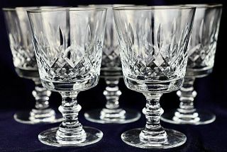 Vintage Retro Diamond Cut Crystal Wine Glasses 200ml 13 Cm High Set Of 5