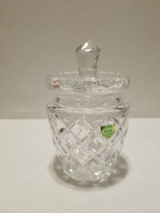 Vintage Cut Crystal Kusak Jam / Jelly / Honey Jar Pot With Lid,