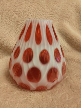 Fenton Vintage Cranberry Opalescent Coin Dot Glass Vase 5 Inches Tall