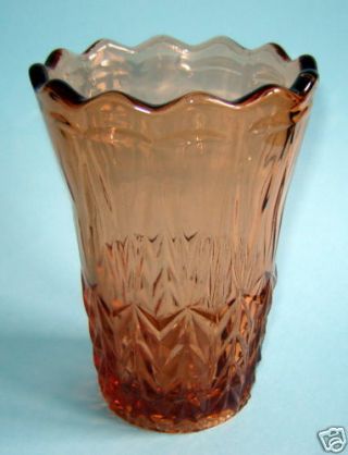 Antique Old Vintage 1930s Art Deco Amber Depression Glass Vase
