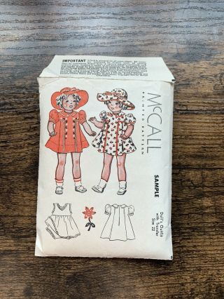 Vintage Sewing Pattern For Doll Dress Clothing Mccall Cut Made In Usa Retro