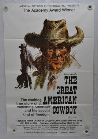 1974 The Great American Cowboy Movie Poster 27 X 41 Larry Mahan