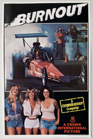 Burnout Pressbook 1979 Drag Racing One Sheet Poster Image