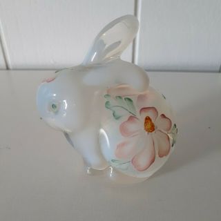 Fenton Art Glass Bunny Rabbit Hand Painted Signed By D.  Robinson