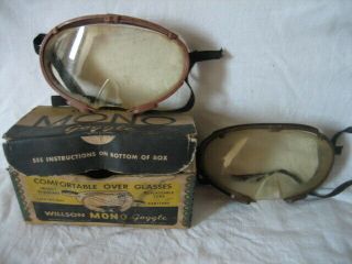 2 Pairs Of Vintage Willson Industrial Mono Goggle Safety Glasses W Box