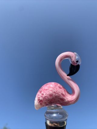 Vintage Murano Swirl Pink Glass Pink Flamingo Wine Stopper Unique Ooak ❤️sj11h3s
