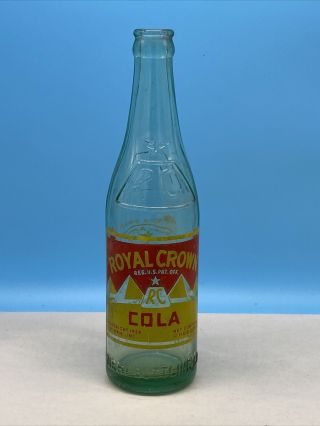 Vtg 1930s 1940s Royal Crown Rc Cola 12 Oz Bottle Nehi Bottling Company Embossed
