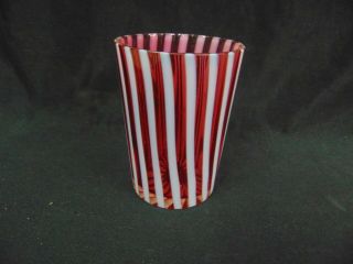 Great Victorian Northwood Cranberry Opalescent Stripe Tumbler 1890s