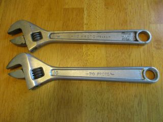 (2) Vintage Proto Professional 710 10” Adjustable Wrench Made In Usa