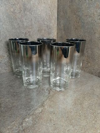 Vintage Silver Fade High Ball Glasses Dorothy Thorpe Style Barware Set Of 5