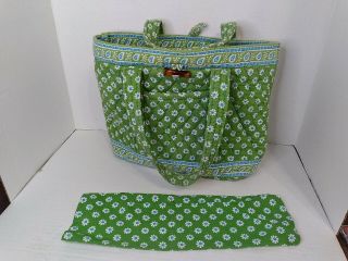 Vintage Vera Bradley Classic Quilted Toggle Tote Large Apple Green Tote Euc