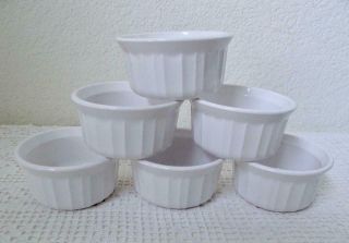 Set Of 6 Vintage Corning Ware French White Ramekins Dishes 4 0z Pyroceram Usa