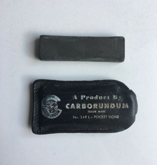 Vintage Carborundum 149l " Fine " Pocket Hone - Knife Sharpening Camping Stone
