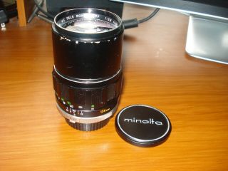 Vintage Minolta Mc Rokkor - Pf 1:2.  8 135mm Camera Lens With Caps Cond