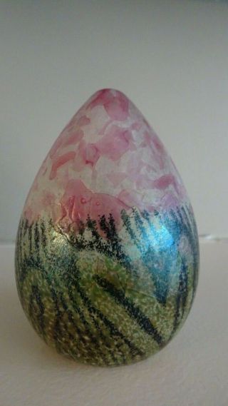 English Chris Lucas Touch Of Glass Isle Of Wight Spatter Egg Paperweight W Label