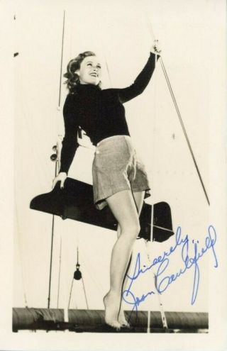 Actress Joan Caulfield Signed Postcard Petty Leggy Sexy Cheesecake 1947 Photo