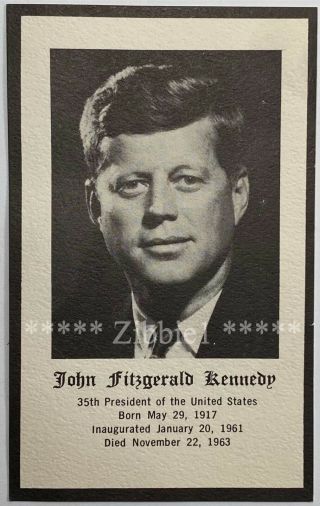 John F.  Kennedy,  Vintage 1963 Holy Devotional Funeral Prayer Card.