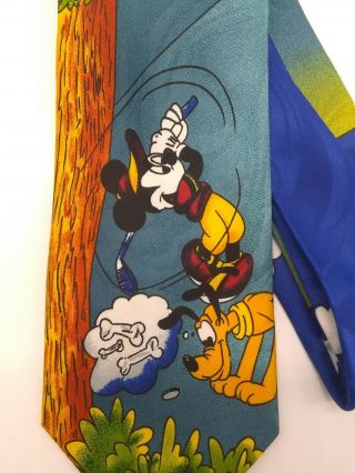 Vintage Disney Mickey Mouse Golf Silk Necktie Donald Duck Pluto Goofy Balancine