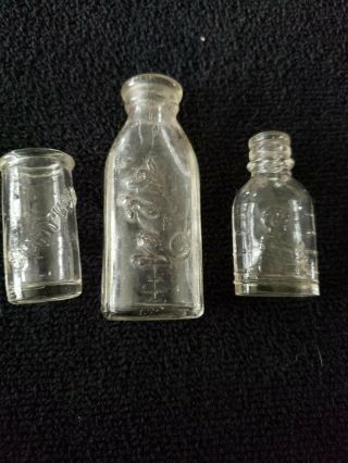 3 Vintage Mini Glass Doll Baby Bottles