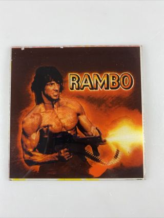 Rambo 1980’s; Vintage Glass Picture Sylvester Stallone,  Carnival Fair Prize 6x6