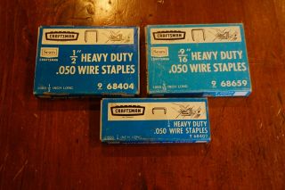 3 Boxes Of Vintage Sears Craftsman Heavy Duty Wire Staples