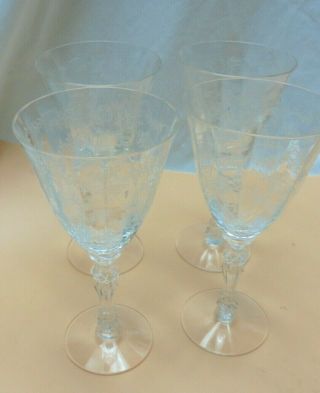 4 Vintage Fostoria Chintz Elegant Glass Crystal Wine Stems