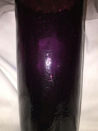 10”tall Amethyst Glass Vase Hand Blown Art Glass.  Crackle Textur