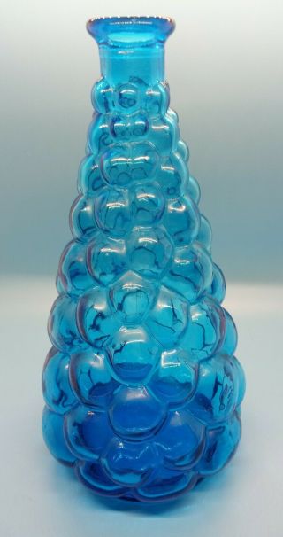 Vintage Empoli Italy Blue Bubble Glass Wine Decanter Genie Bottle No Stopper