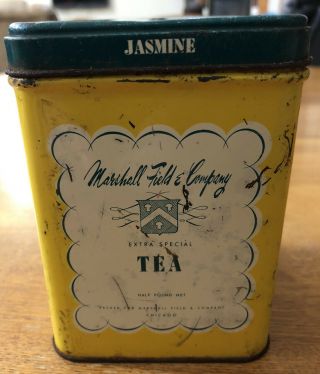 Vintage Marshall Field & Co Jasmine Extra Special Tea Tin 1/2 Pd Chicago Il