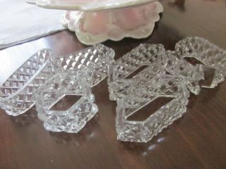 Six Wide Wide Diamond Cut Crystal Napkin Rings