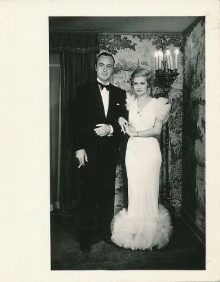 Joan Bennett & Husband Candid Vintage 1932 Press Snapshot Photo
