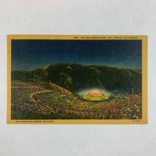 Vintage Postcard Los Angeles California Hollywood Bowl Aerial Night Symphony