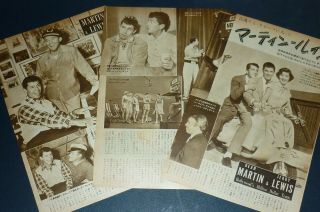 Dean Martin Jerry Lewis 1953 Vintage Japan Picture Clippings 3 - Sheets (4pgs) Dd/u