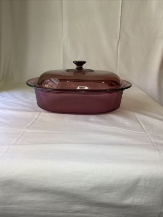 Visions Corning Ware Cranberry Casserole Dish 4 Qt Dutch Oven Roaster With Lid